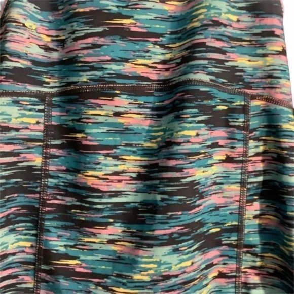 Tek Gear Women Blue Pink Yellow Watercolor Racerback Workout Tank Top Size XS - Picture 4 of 6